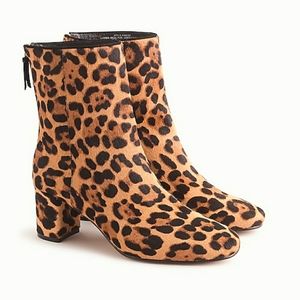 New! J Crew Willa Calf Hair Ankle Boots Leopard NIB